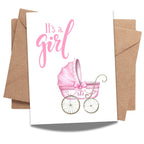 It’s a Girl Baby Shower or Newborn Celebration Card for Parents – Cute & Heartfelt Gift for New Moms, Dads, Friends, or Family