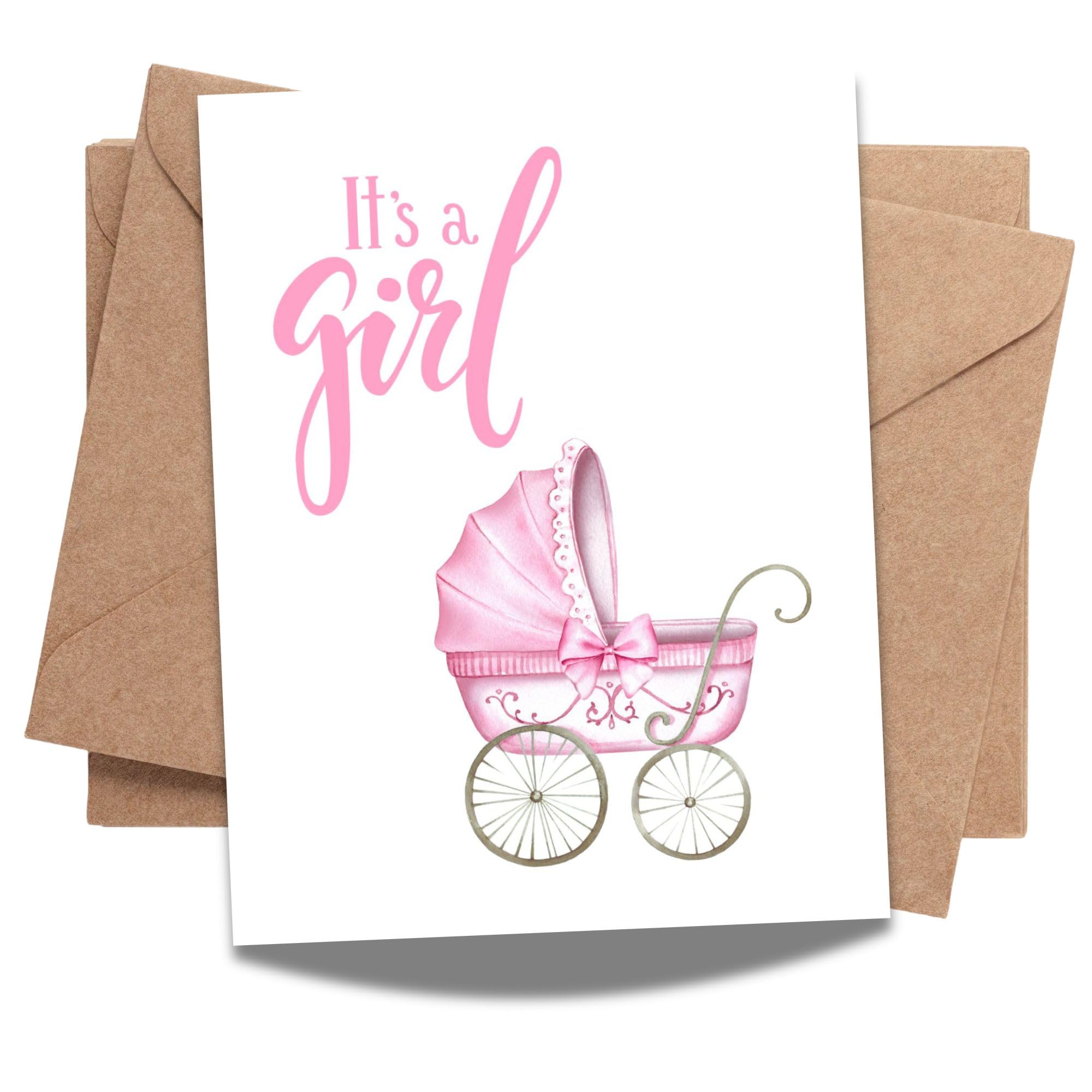 It’s a Girl Baby Shower or Newborn Celebration Card for Parents – Cute & Heartfelt Gift for New Moms, Dads, Friends, or Family