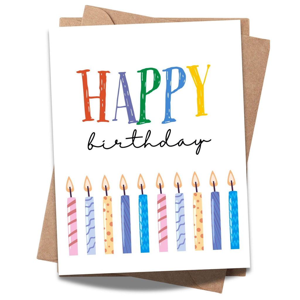 Happy Birthday Card with Blown Candles Illustration – Fun Birthday Greeting for Men, Women, Kids, Friends & Coworkers – Cool Handmade Card Gift USA