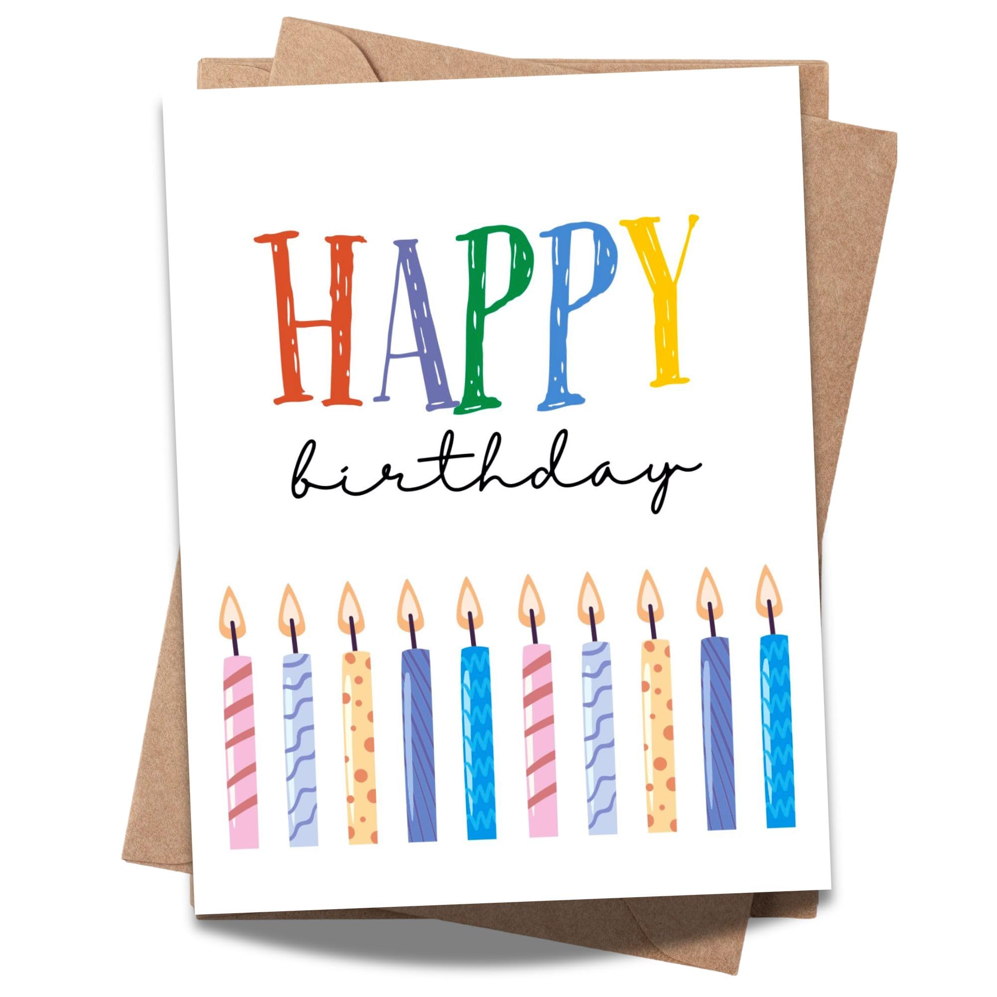Happy Birthday Card with Blown Candles Illustration – Fun Birthday Greeting for Men, Women, Kids, Friends & Coworkers – Cool Handmade Card Gift USA