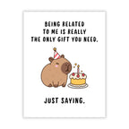 Funny Capybara Birthday Card for Men Women Kids – Cute Animal Greeting Card for Friends, Family, Coworkers – Handmade in USA with Envelope