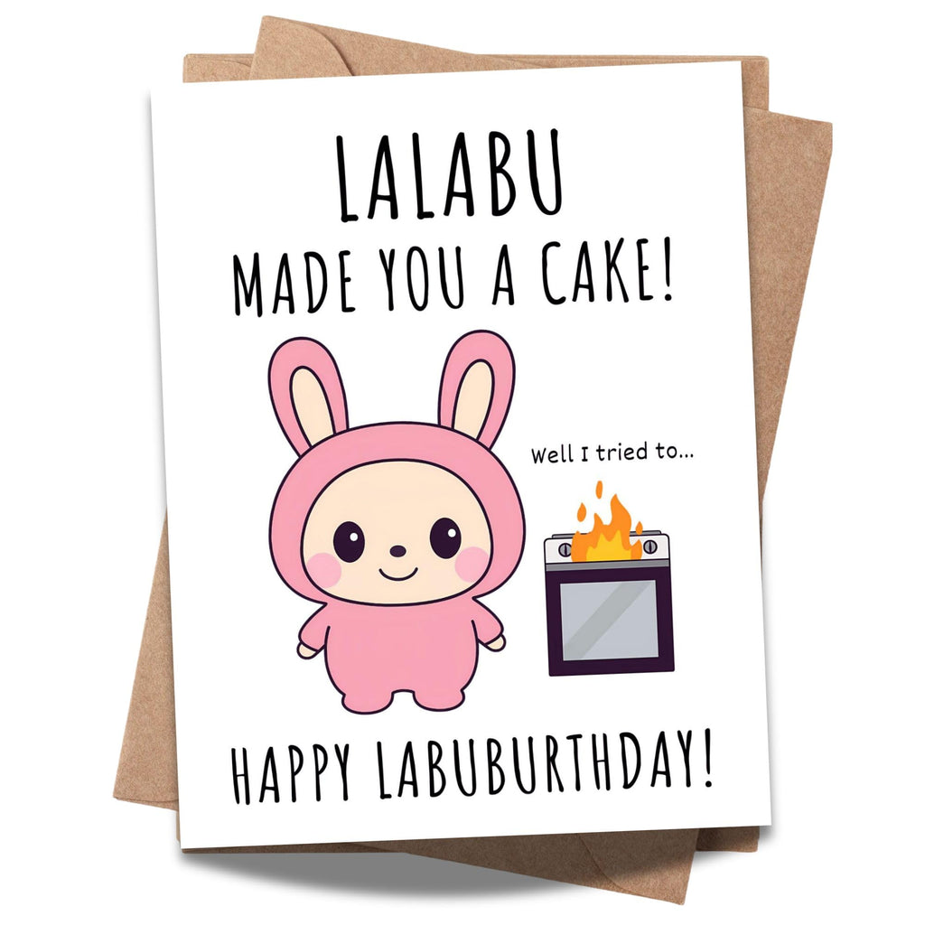 Cute Funny Birthday Card Compatible with Labubu Birthday Theme, Handmade Collectible-Inspired Greeting Card for Men, Women, Kids, Friends, Anime-Inspired Gift