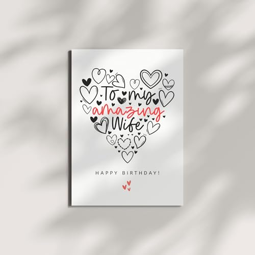 Happy Birthday To My Amazing Wife Greeting Card Romantic from Husband Handmade in USA for Her Birthday Card for Wife