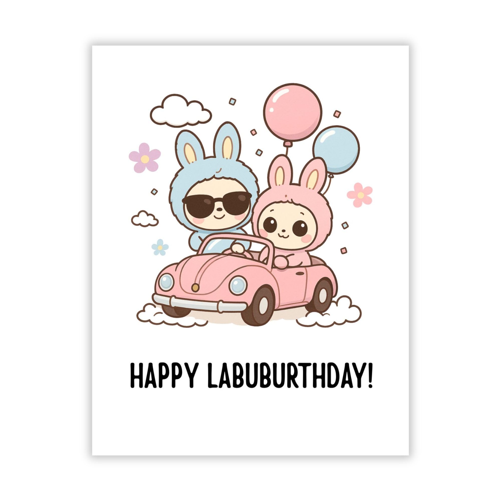 Cute Birthday Card Compatible with Labubu Birthday Theme, Handmade Greeting Card for Men, Women, Kids, Friends, Anime-Inspired Gift