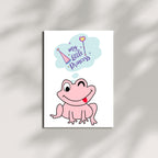 My Little Princess Frog Card – Cute Pink Frog Winking with Magic Thought Bubble – Funny Girl Birthday or Baby Card – 4.25x5.5" Whimsical Greeting