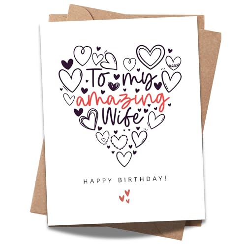 Happy Birthday To My Amazing Wife Greeting Card Romantic from Husband Handmade in USA for Her Birthday Card for Wife