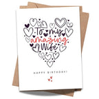 Happy Birthday To My Amazing Wife Greeting Card Romantic from Husband Handmade in USA for Her Birthday Card for Wife