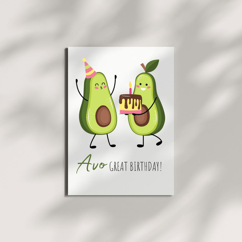 Funny Birthday Card Have an Avogreat Birthday Cute Avocado Greeting for Men, Women, Kids, Friends, Coworkers – Handmade in USA