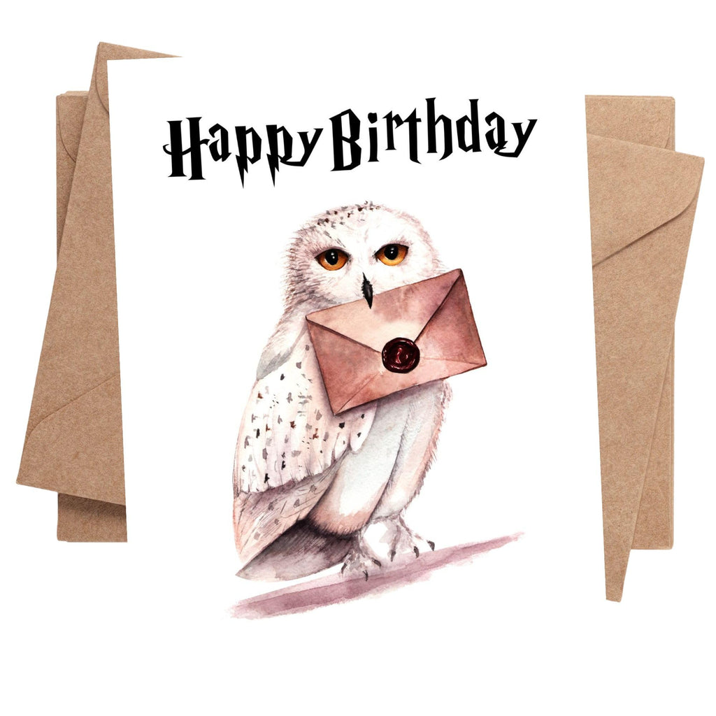 Hilarious Owl Birthday Greeting Card for Coworker, Family, or Friends – Cute Owl with Card and Envelope – "Happy Birthday" – Made in USA – Fun Greeting Card