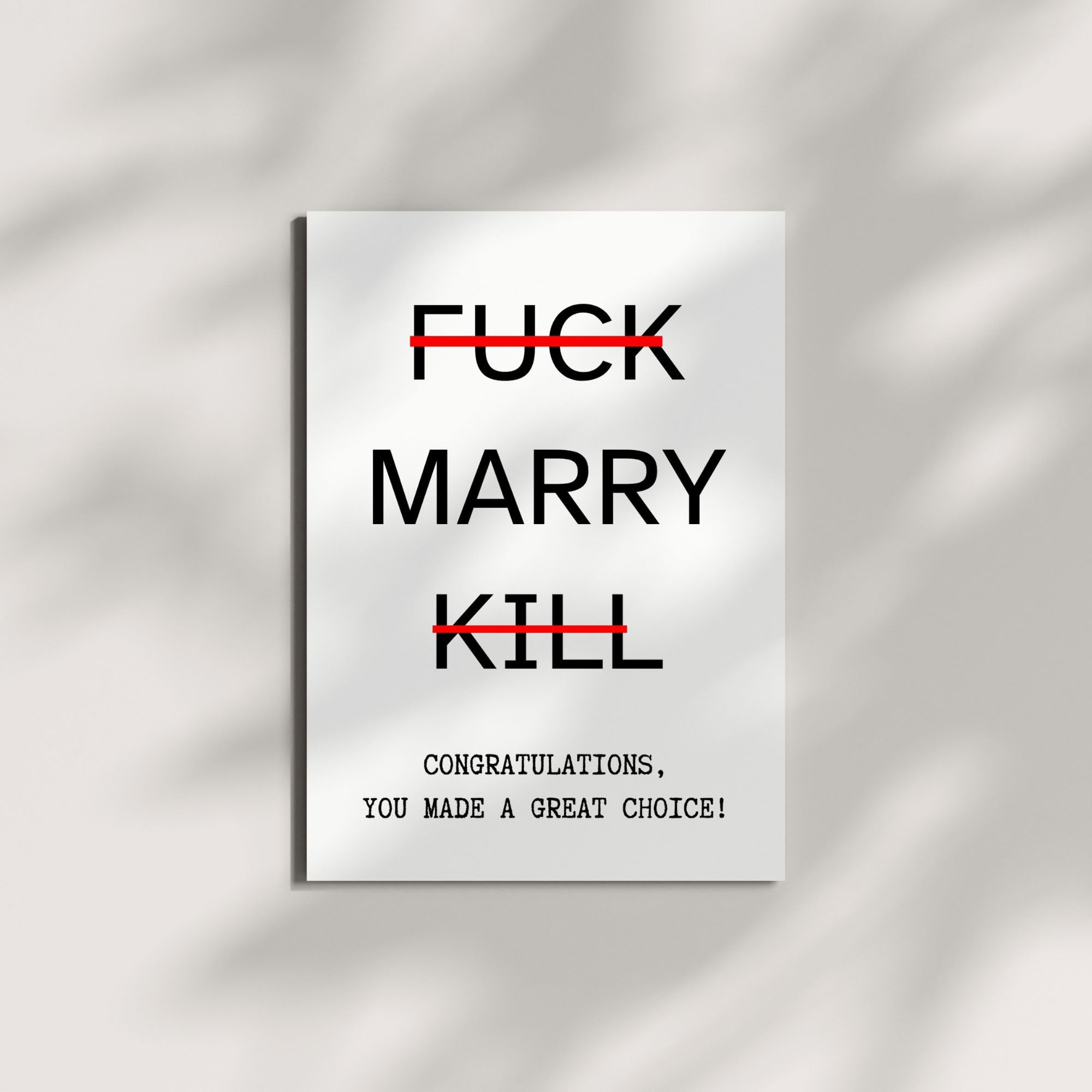 Funny Wedding Card for Couple – You Picked Marry and Made a Great Choice – Engagement or Marriage Congrats Card for Friends, Him or Her – Handmade in USA