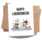 Cute Halloween Card Compatible with Labubu Halloween Theme Handmade Gift Collectible-Inspired Halloween Greeting Card for Men Women Kids Friends