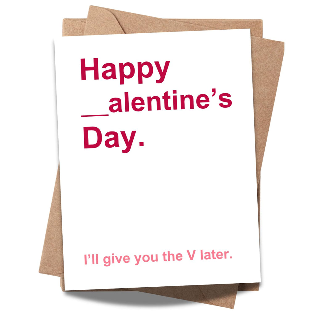 Funny Naughty Valentine’s Day Card for Boyfriend or Husband – Cheeky & Sexy Gift – “Happy Valentine’s Day. You’ll Get the V Later” – Flirty Valentine Card