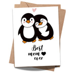 Best Mom Ever Mother’s Day Card – Cute Penguin and Baby Illustration – 4.25x5.5 inch – Blank Inside – Adorable Animal Card for Mom or Grandma
