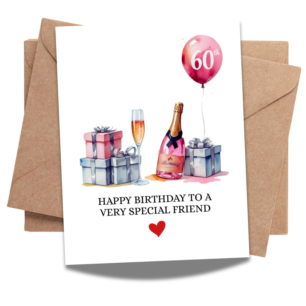 60th Birthday Card Watercolor Gift Illustration Milestone Greeting for Men, Women, Friends, Family, Coworkers – Handmade in USA