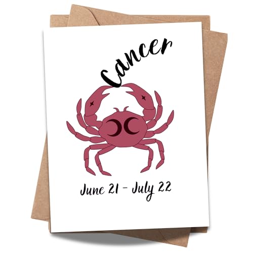 Cancer Zodiac Greeting Card – June 21 to July 22 – Minimal Crab Design Astrology Card for Birthdays, Horoscope Lovers & Cancer Season Gifts