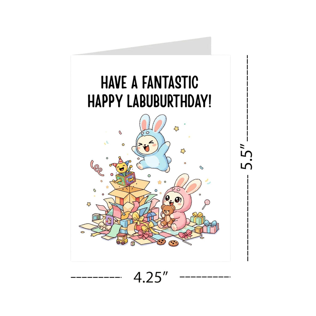 Cute Birthday Card Compatible with Labubu Birthday Theme, Collectible-Inspired Anime Character Greeting Card for Friends Kids Men Women handmade Gift