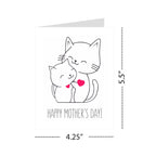 Cute Mother’s Day Card Cat & Kitten Illustration Adorable Heartwarming Design Premium Quality Blank Inside Made in USA