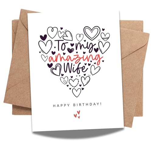 Happy Birthday To My Amazing Wife Greeting Card Romantic from Husband Handmade in USA for Her Birthday Card for Wife