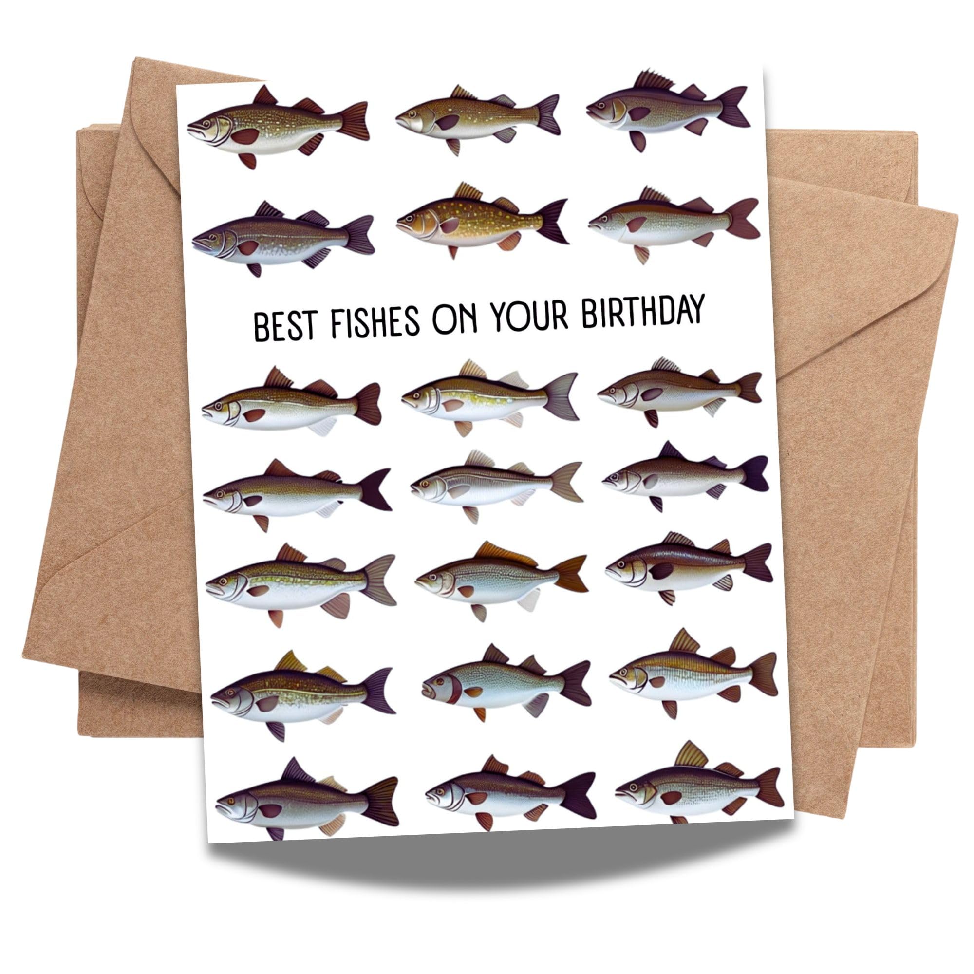 Best Fishes on Your Birthday Greeting Card – Ocean-Themed Funny Birthday Card for Men, Women, Kids – Cute Fish Pun Card – Made in USA