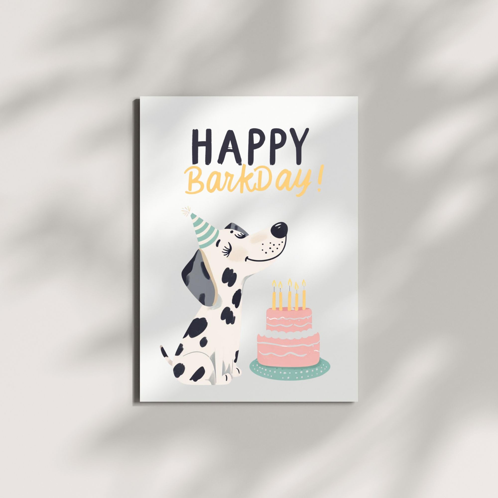 Happy Barkday Greeting Card Dog Birthday Card with Cake Illustration – Fun Pet-Themed Card for Dog Lovers, Friends, Men, Women, Kids – Made in USA