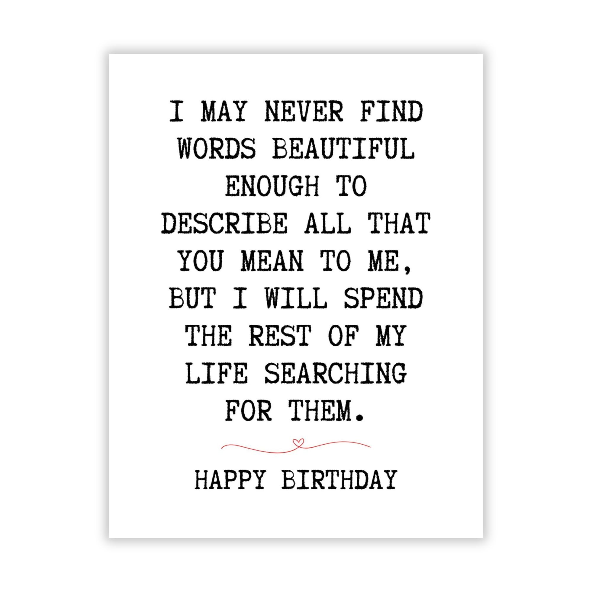 Romantic Birthday Card for Girlfriend, Boyfriend, Wife, Husband – Heartfelt Love Greeting Handmade in USA