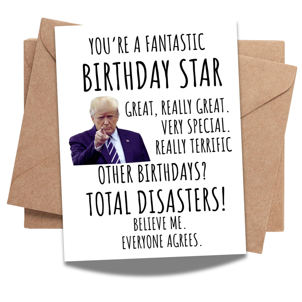 Funny Trump Birthday Card for Men Women Kids Friends Family Coworkers – Hilarious Greeting Handmade in USA