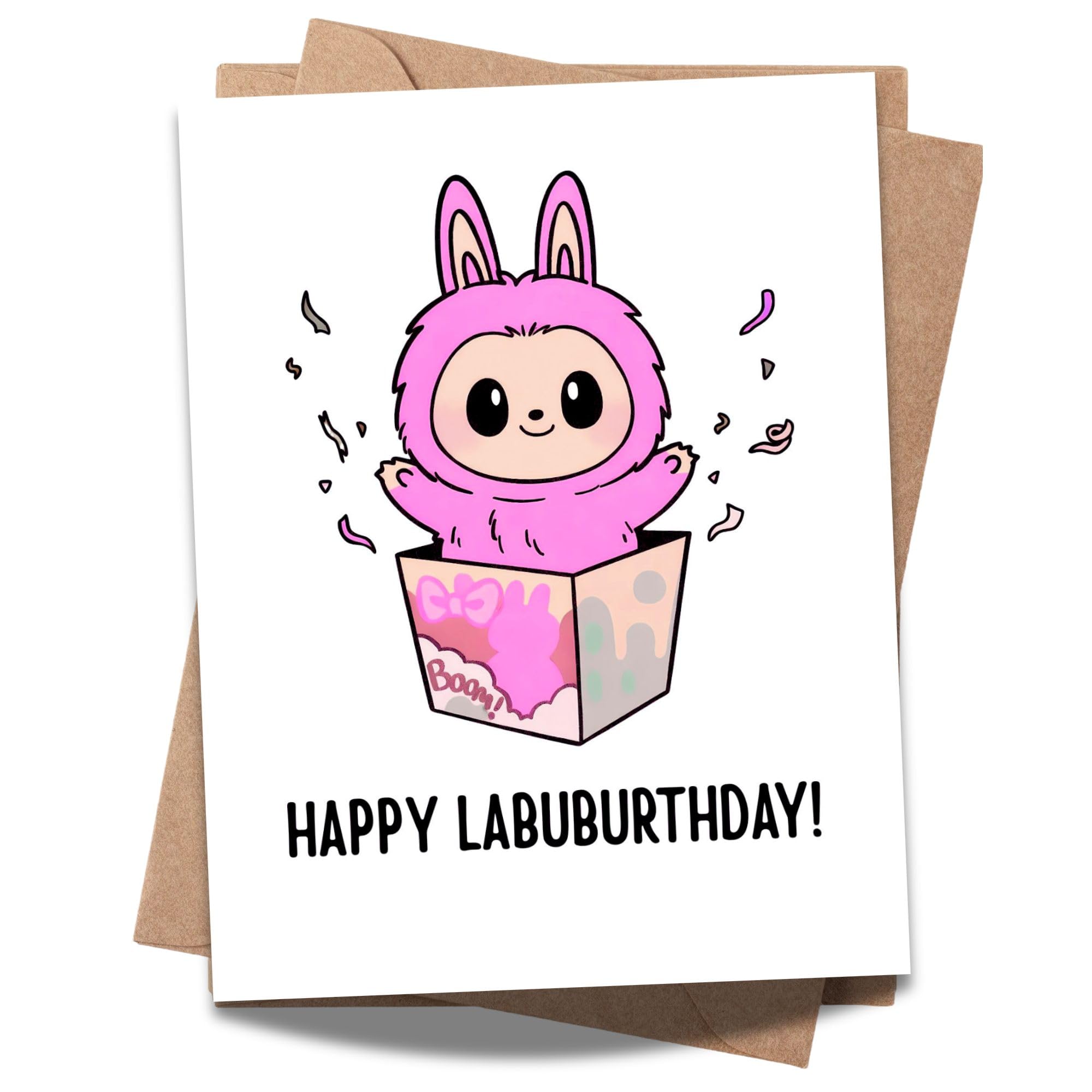 Birthday Card Compatible with Labubu Birthday Theme, Handmade Anime-Inspired Greeting Card for Men, Women, Kids, Friends, Collectors, Unique Gift