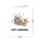Cute Merry Christmas Card Compatible with Labubu Christmas Theme, Handmade Collectible-Inspired Greeting Card for Men, Women, Kids, Friends, Holiday Gift