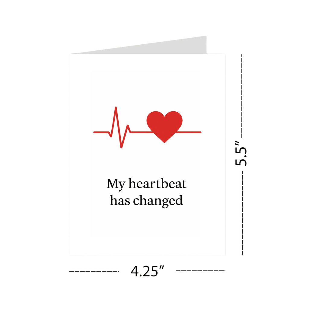 My Heartbeat Has Changed Minimalist Love Card – Heart & Pulse Line Design – Romantic Blank Greeting Card – 4.25x5.5 inch for Him or Her