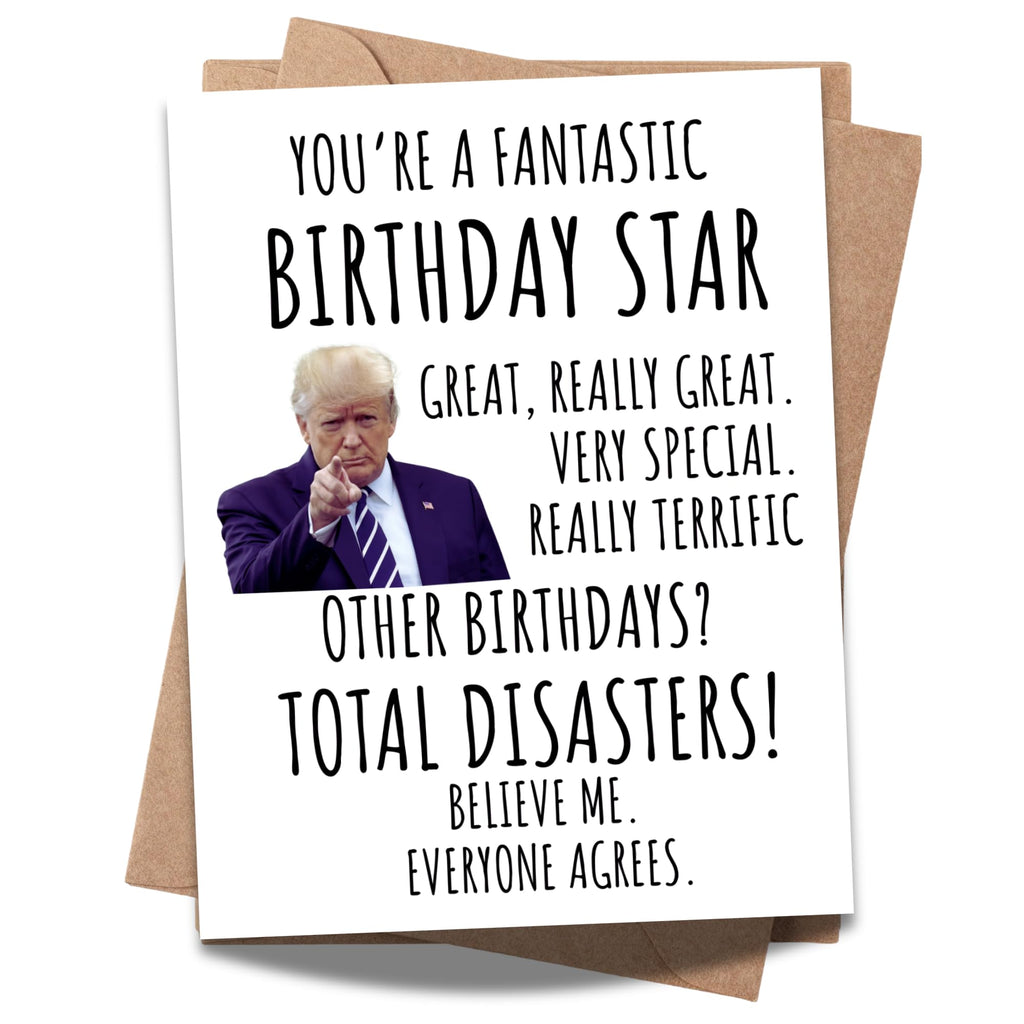 Funny Trump Birthday Card for Men Women Kids Friends Family Coworkers – Hilarious Greeting Handmade in USA