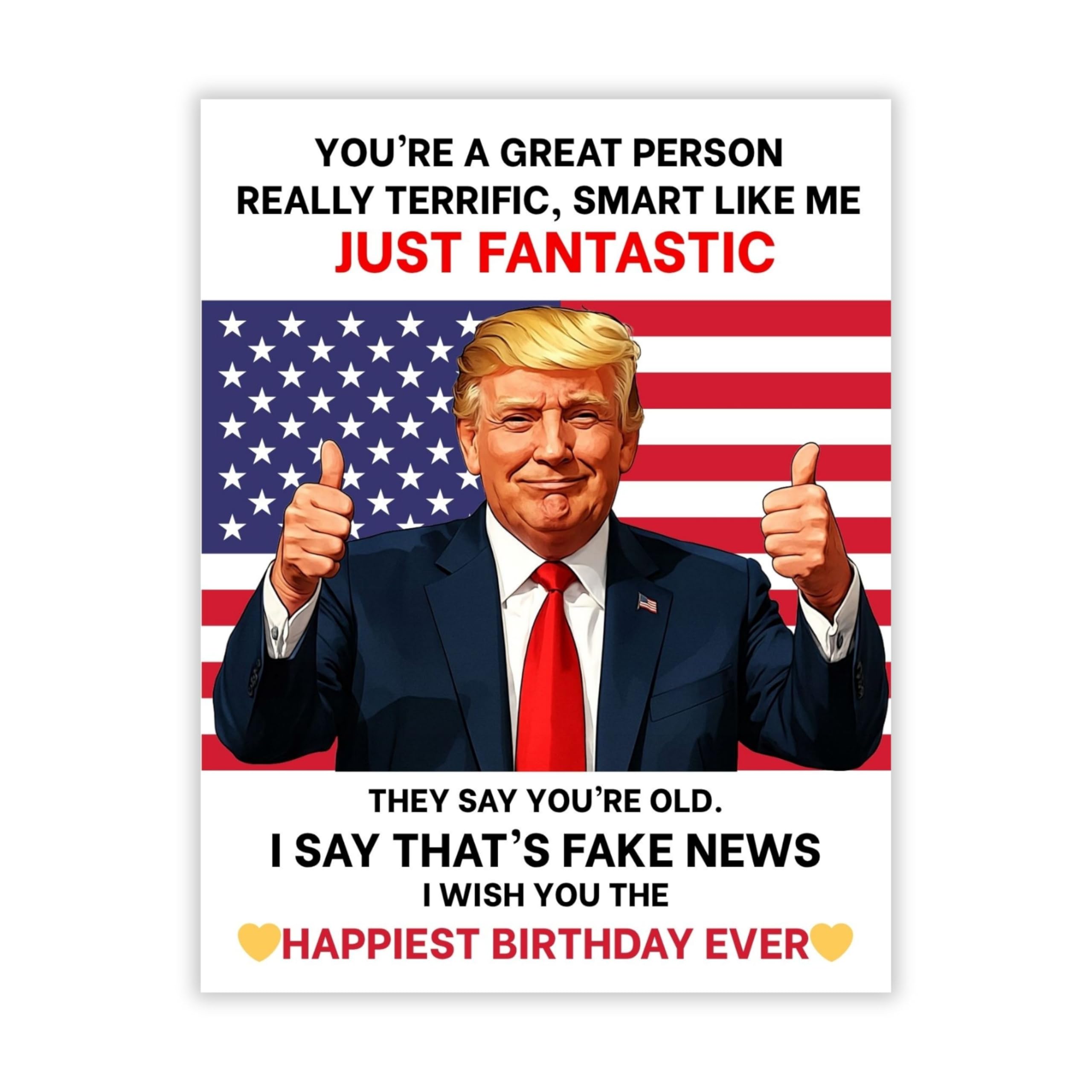 Funny Trump Birthday Card for Men, Women & Kids – Hilarious Greeting for Friends, Family & Colleagues – Lighthearted Humor – Handmade in USA