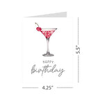 Happy Birthday Cocktail Theme Card Funny Celebration Greeting for Women Men Friends Coworkers Handmade in USA