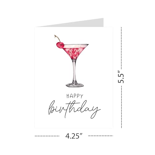 Happy Birthday Cocktail Theme Card Funny Celebration Greeting for Women Men Friends Coworkers Handmade in USA