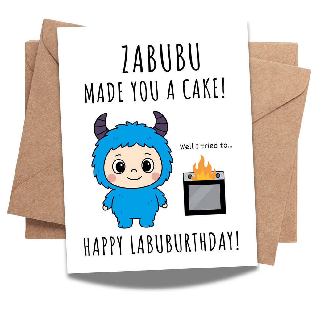 Cute Funny Birthday Card Compatible with Labubu Birthday Theme Handmade Collectible-Inspired Greeting Card for Men Women Kids Friends Anime Gift