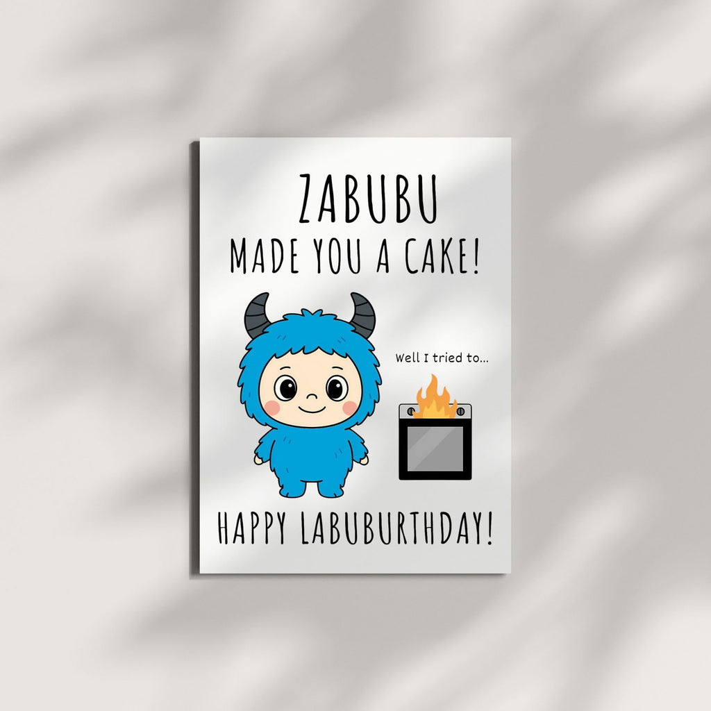 Cute Funny Birthday Card Compatible with Labubu Birthday Theme Handmade Collectible-Inspired Greeting Card for Men Women Kids Friends Anime Gift