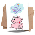 My Little Princess Frog Card – Cute Pink Frog Winking with Magic Thought Bubble – Funny Girl Birthday or Baby Card – 4.25x5.5" Whimsical Greeting