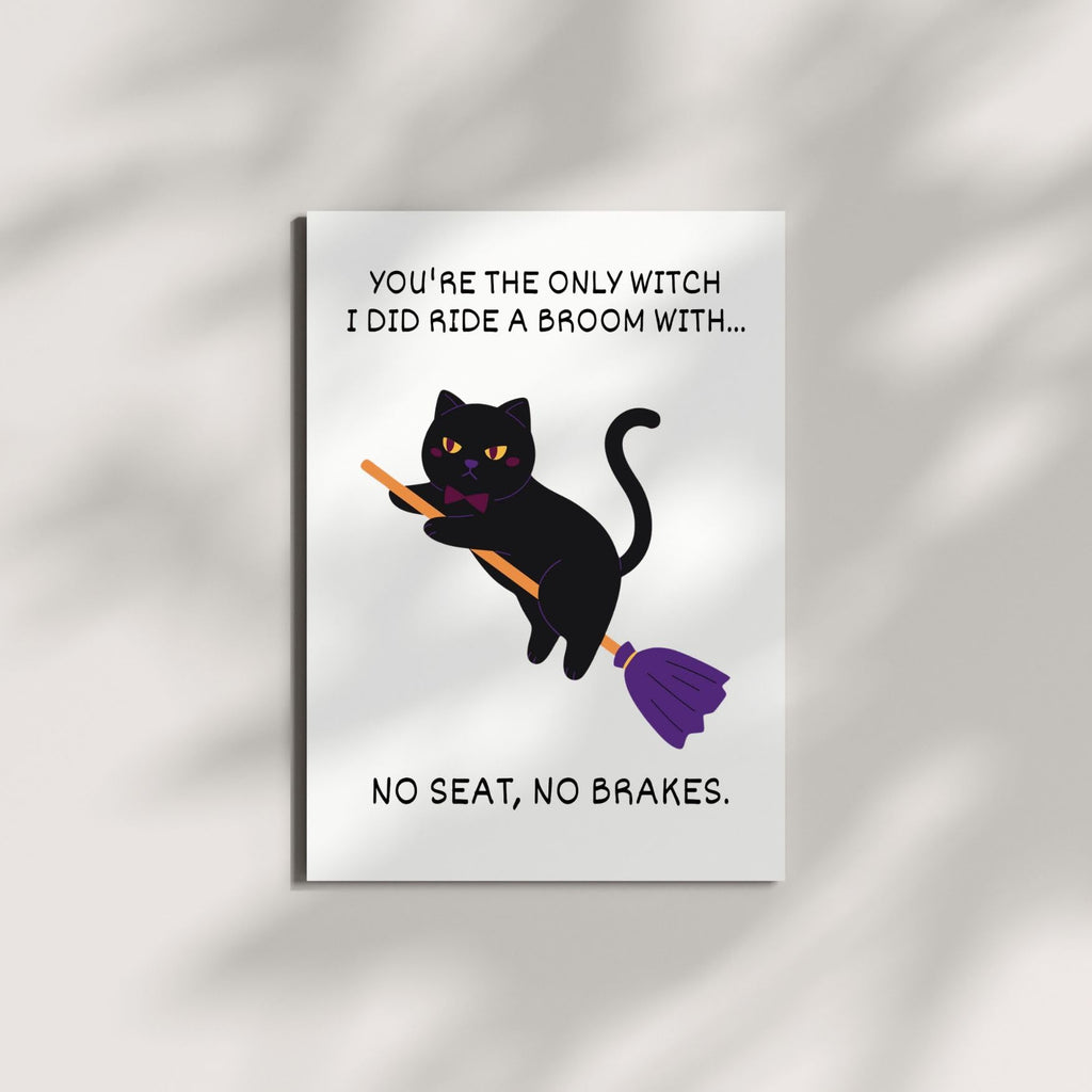 Funny Halloween Card You’re the Only Witch I’d Ride a Broom With Spooky Cute Greeting for Women, Men, Friends, Coworkers Handmade in USA