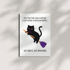 Funny Halloween Card You’re the Only Witch I’d Ride a Broom With Spooky Cute Greeting for Women, Men, Friends, Coworkers Handmade in USA