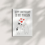 Happy Anniversary to My Purrson Cute Greeting Card for Cat Lovers, Husband, Wife, Boyfriend, Girlfriend Funny Cat Anniversary Card – Made in USA