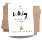 Happy Birthday to the One I Love Romantic Birthday Card for Wife Husband Girlfriend Boyfriend Partner Sweet Love Greeting Keepsake Handmade in USA
