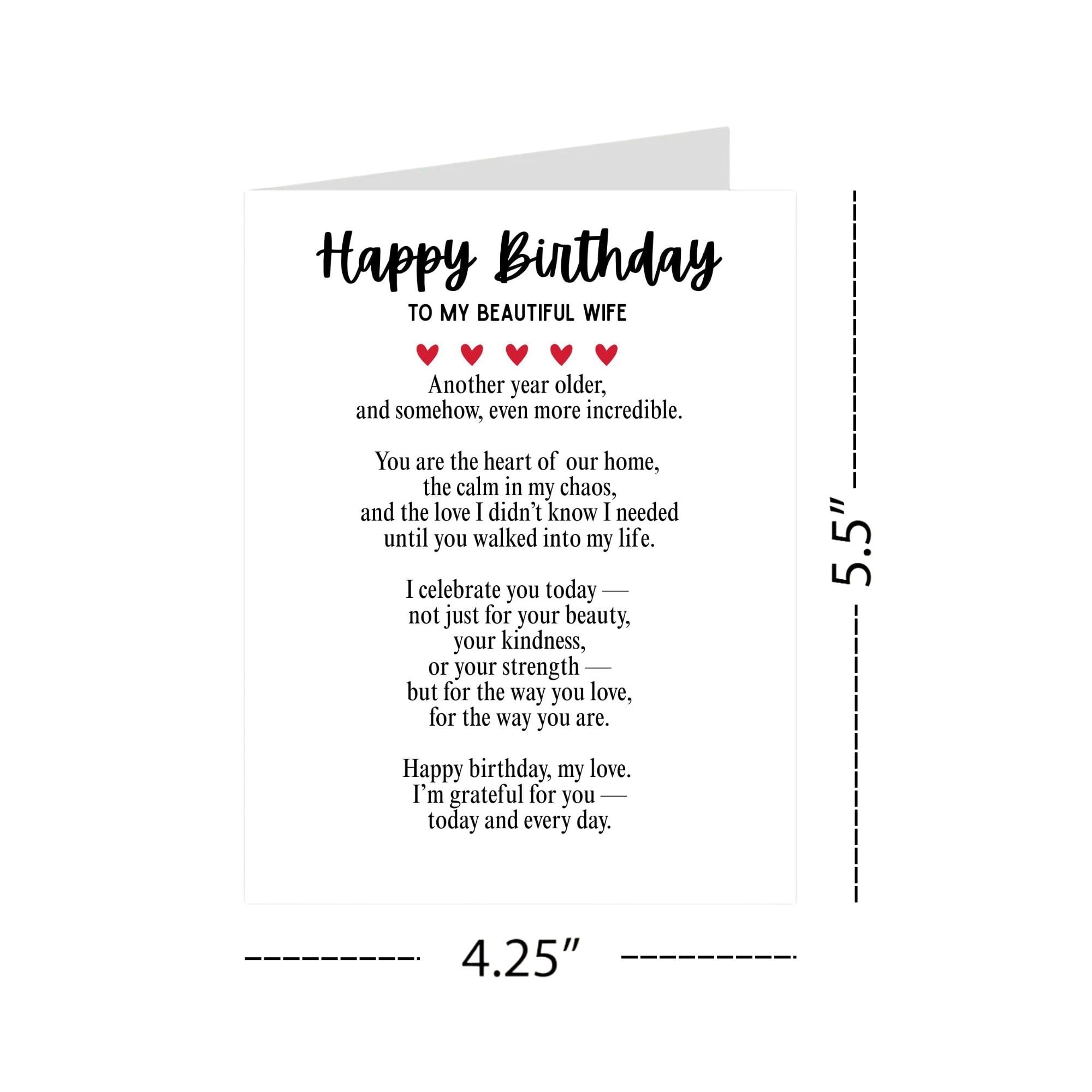 Happy Birthday Card Message to Beautiful Wife from Husband Romantic Greeting Card for Wife Handmade in USA Birthday Card for Her