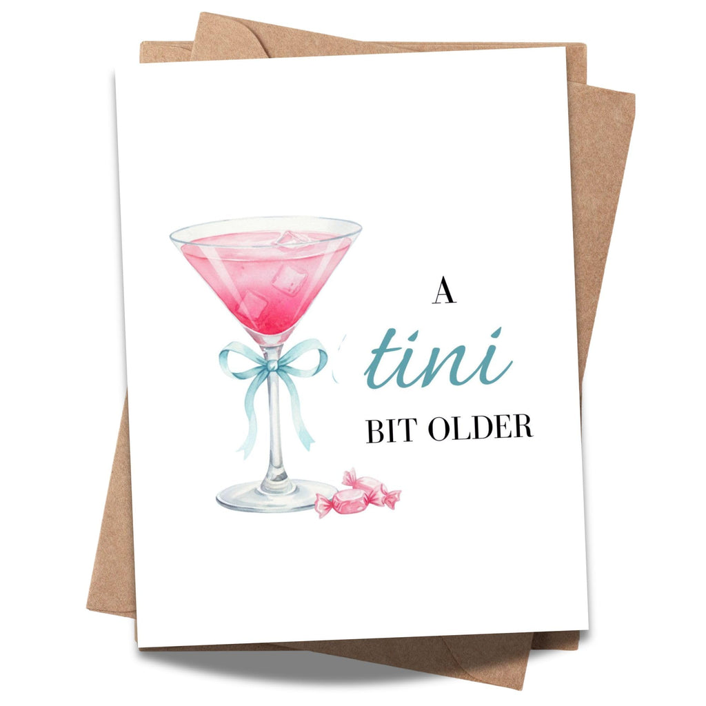 Espresso Martini Birthday Card Funny Coffee & Cocktail Greeting Card for Women Best Friend Sister Daughter Wife Girlfriend Handmade A Tini Bit Older Gift