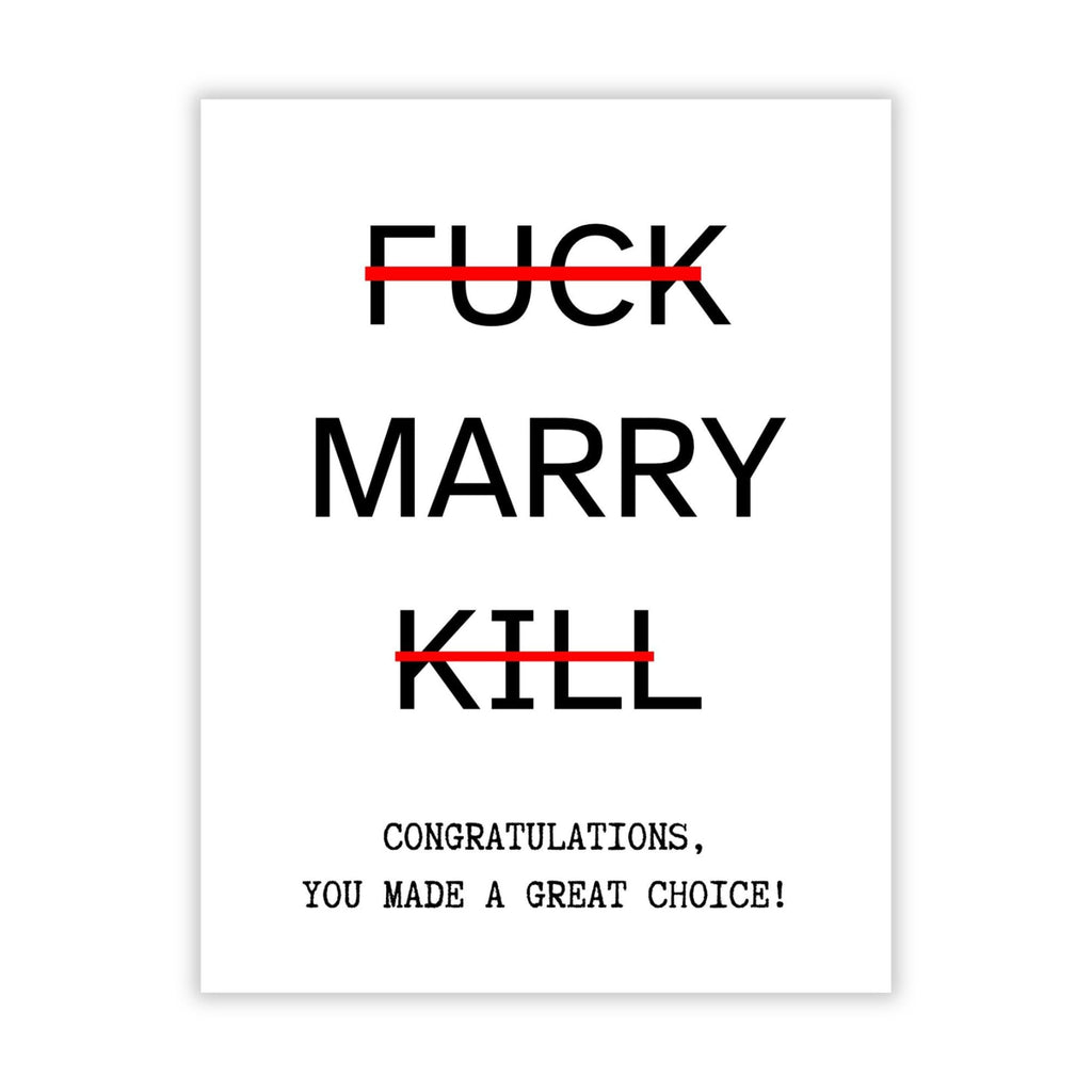 Funny Wedding Card for Couple – You Picked Marry and Made a Great Choice – Engagement or Marriage Congrats Card for Friends, Him or Her – Handmade in USA