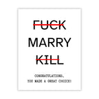 Funny Wedding Card for Couple – You Picked Marry and Made a Great Choice – Engagement or Marriage Congrats Card for Friends, Him or Her – Handmade in USA