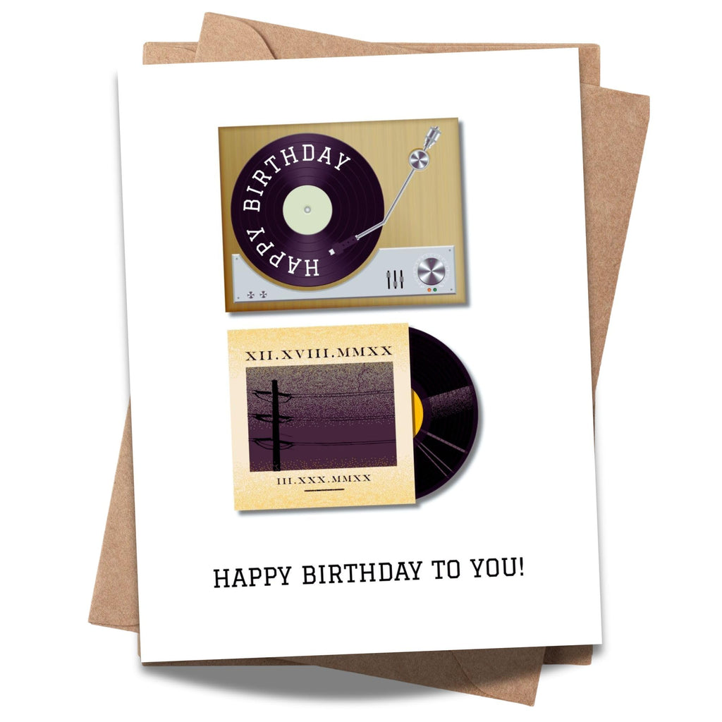 Record Birthday 90s Card Retro Music-Inspired Greeting for Men, Women, Friends, Coworkers Handmade in USA