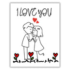 I Love You Cute Couple Greeting Card – Hand-Drawn Romantic Illustration – 4.25x5.5 inch – Blank Inside – Sweet Gift for Anniversary or Valentine’s Day