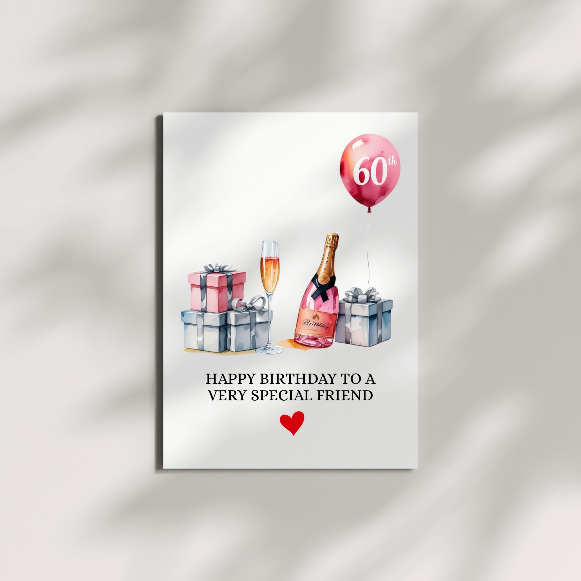 60th Birthday Card Watercolor Gift Illustration Milestone Greeting for Men, Women, Friends, Family, Coworkers – Handmade in USA