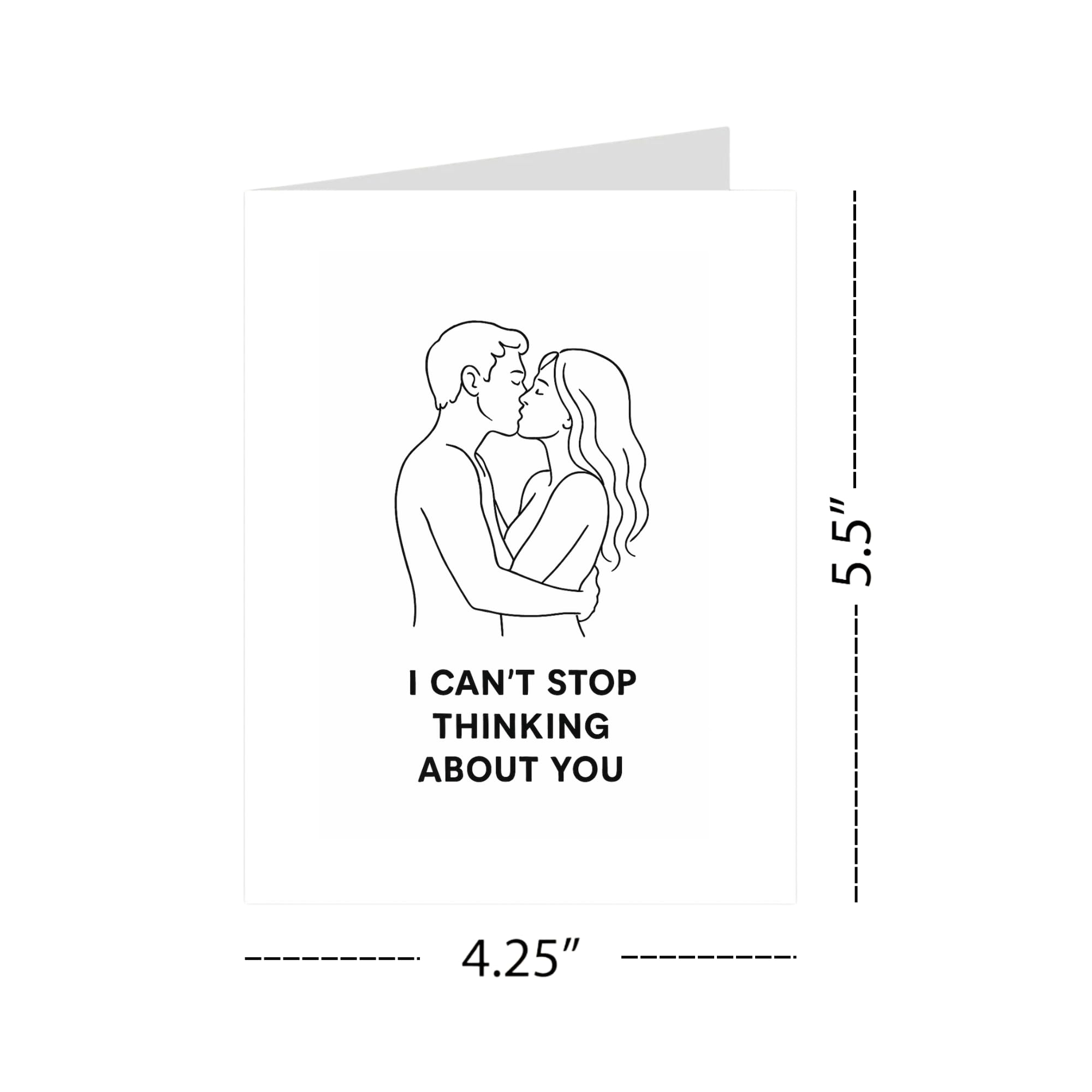 I Can’t Stop Thinking About You Greeting Card – Romantic Minimalist Line Art Love Card with Envelope – Anniversary, Valentine’s Day, Just Because – Blank Inside