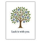Luck is With You Greeting Card – Evil Eye Tree Design – Handmade Turkish-Inspired Card for Good Luck, Protection, Friendship, or Encouragement – 4.25x5.5