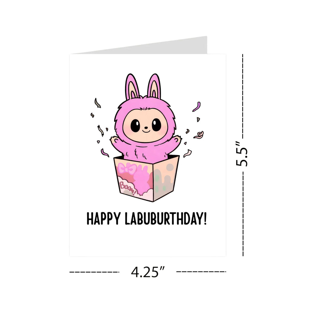 Birthday Card Compatible with Labubu Birthday Theme, Handmade Anime-Inspired Greeting Card for Men, Women, Kids, Friends, Collectors, Unique Gift